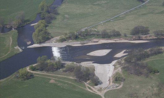 Luftbildaufnahme des Bobritzer Damms