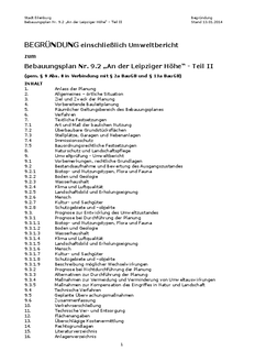 Begründung An der Leipziger Höhe - Teil II