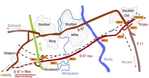 Streckenverlauf der neuen B 87.